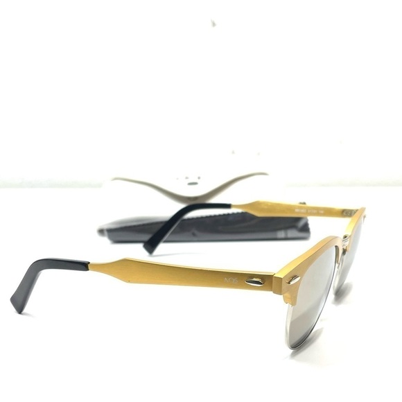 NWT AQS Milo 49mm Clubmaster Sunglasses in Gold O277 main image 7